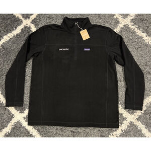Patagonia Pullover Mens XXL Black Micro D Fleece 1/4 Zip NWT Company Logo